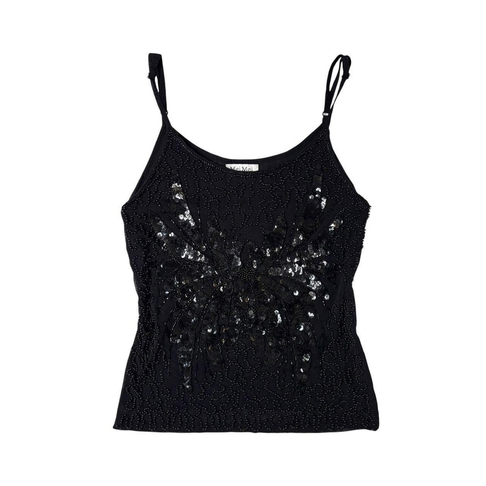 Beaded Butterfly Micro Mesh Tank Top